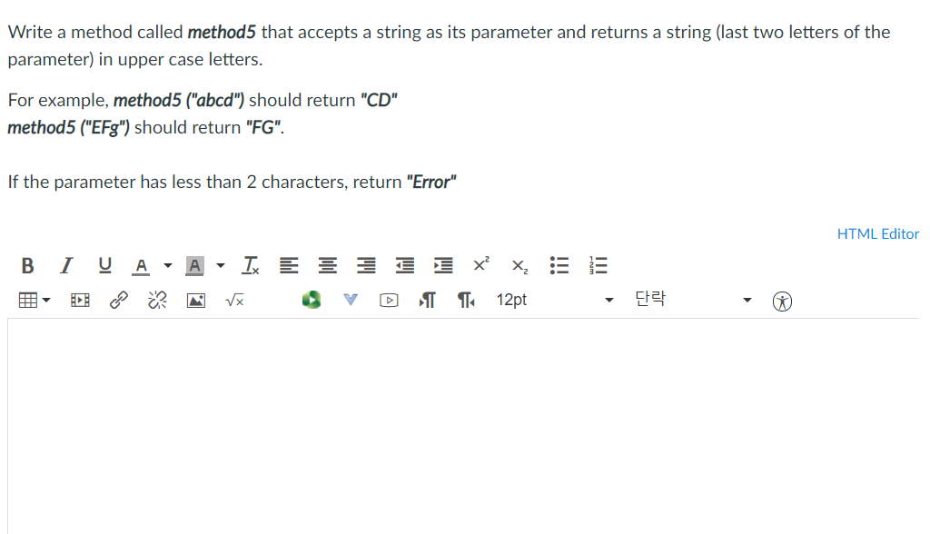 Solved Write a method called method5 that accepts a string | Chegg.com
