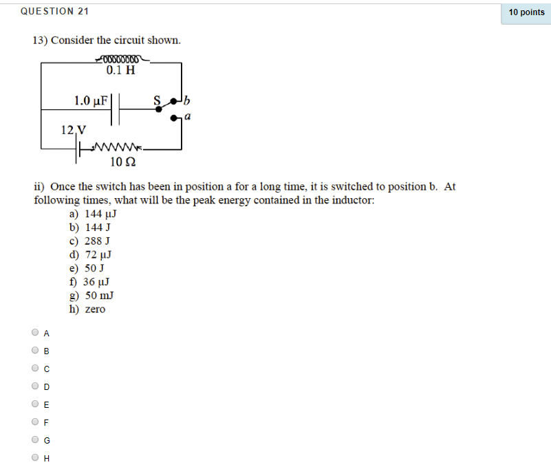 Solved QUESTION 21 10 points 13) Consider the circuit shown. | Chegg.com