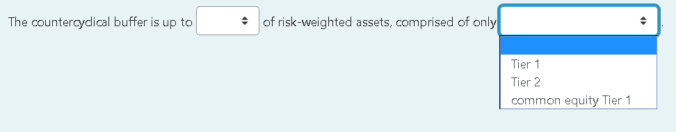 Solved The countercyclical buffer is up to of risk-weighted | Chegg.com