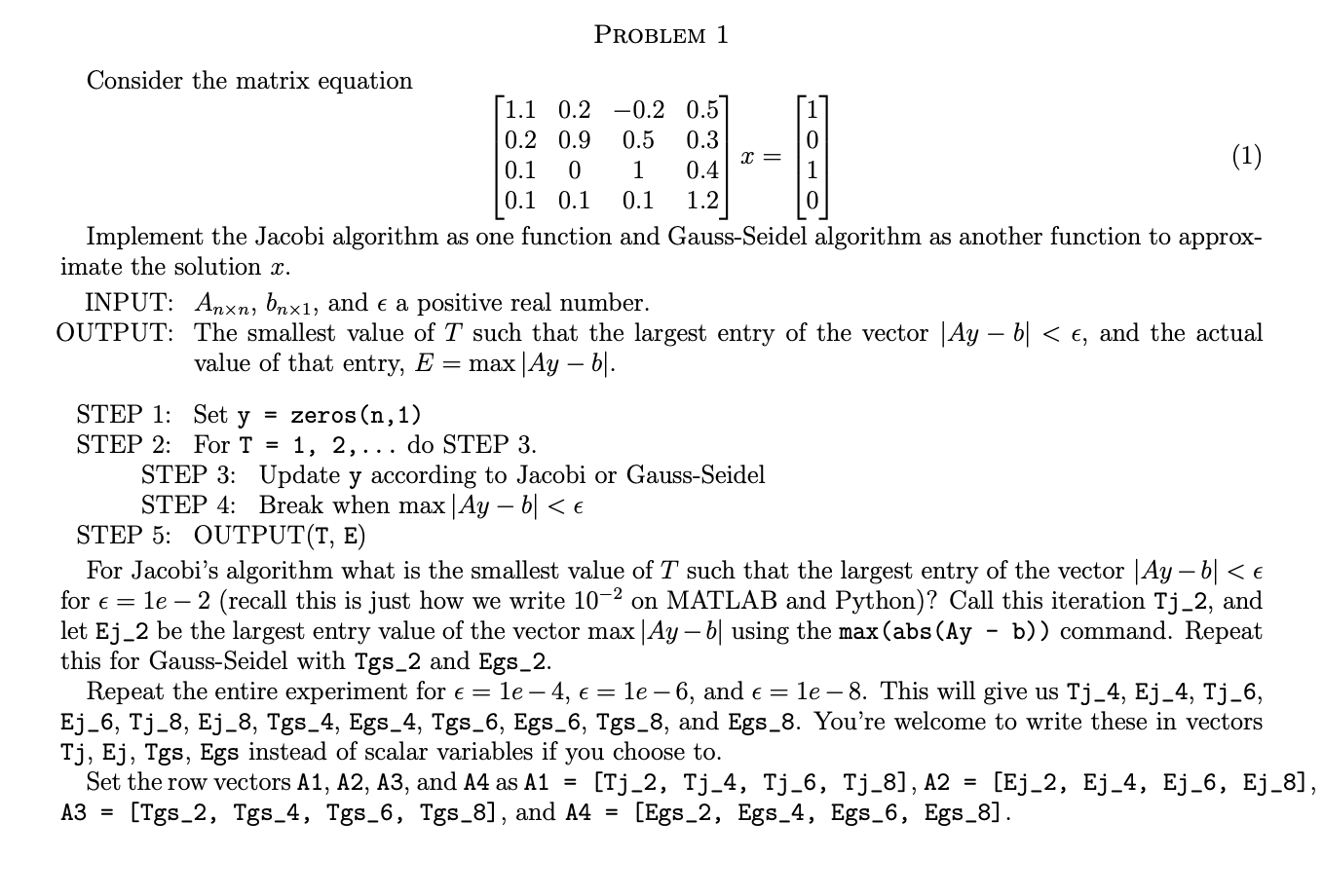 Solved Problem 1 Consider The Matrix Equation Chegg Com   PhprjeSyF