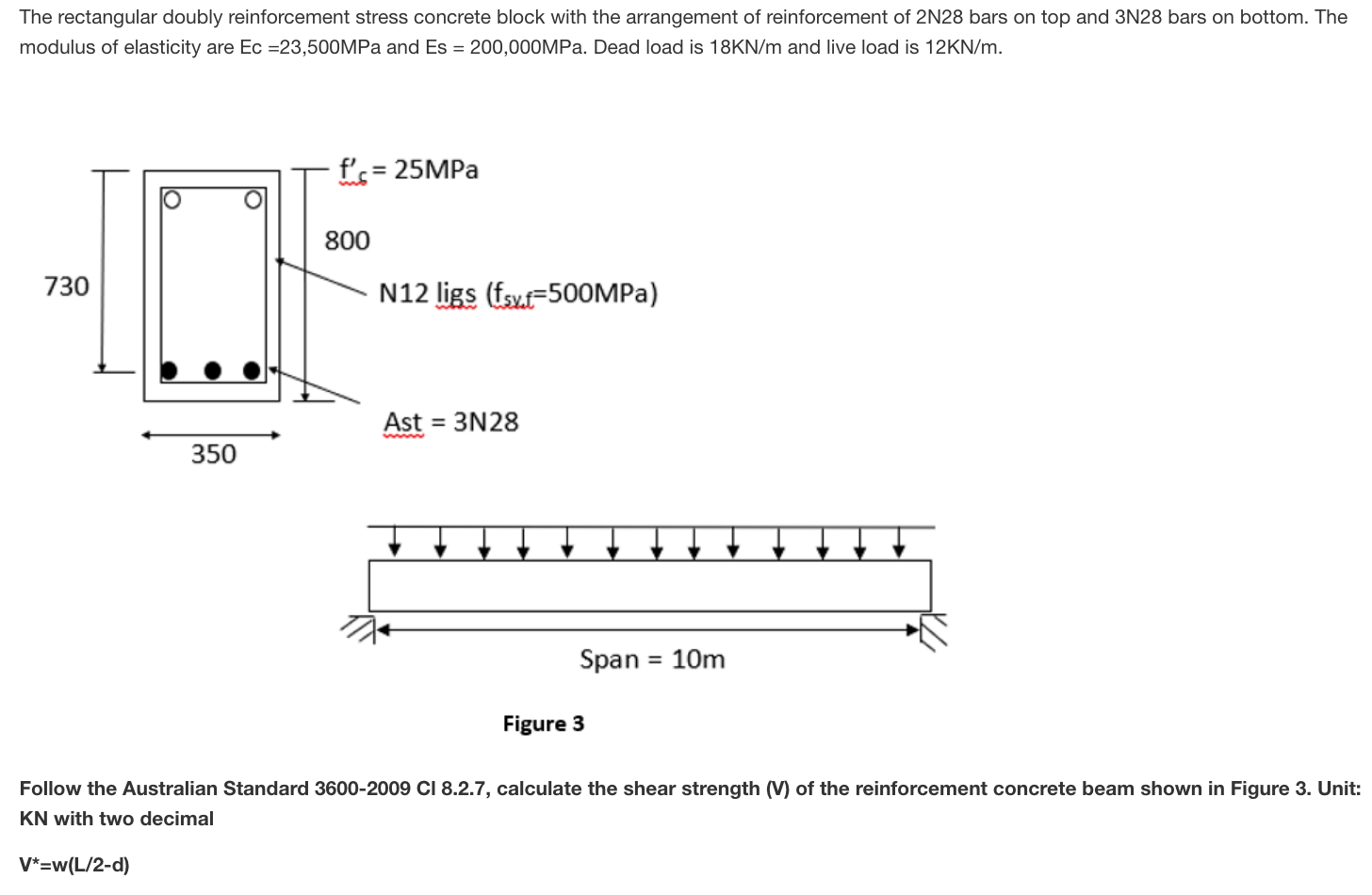 Solved The rectangular doubly reinforcement stress concrete | Chegg.com