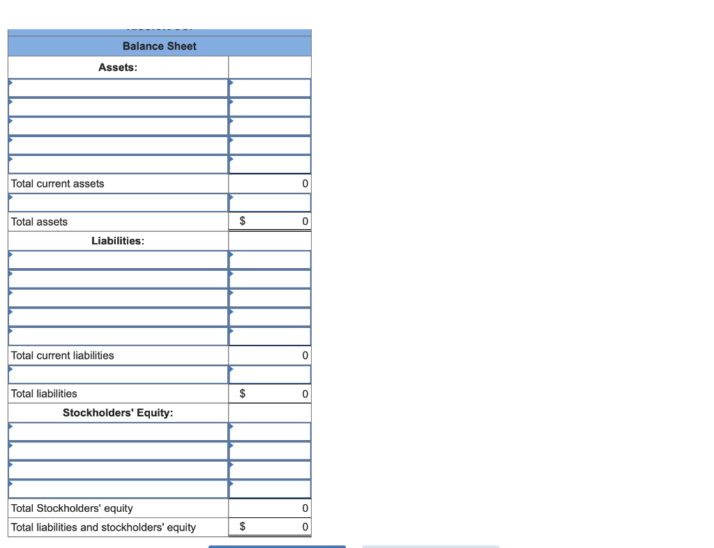 Balance Sheet Assets: Total current assets 0 | Chegg.com