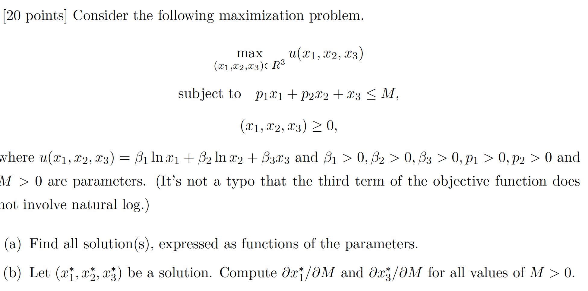 Solved [20 Points) Consider The Following Maximization | Chegg.com