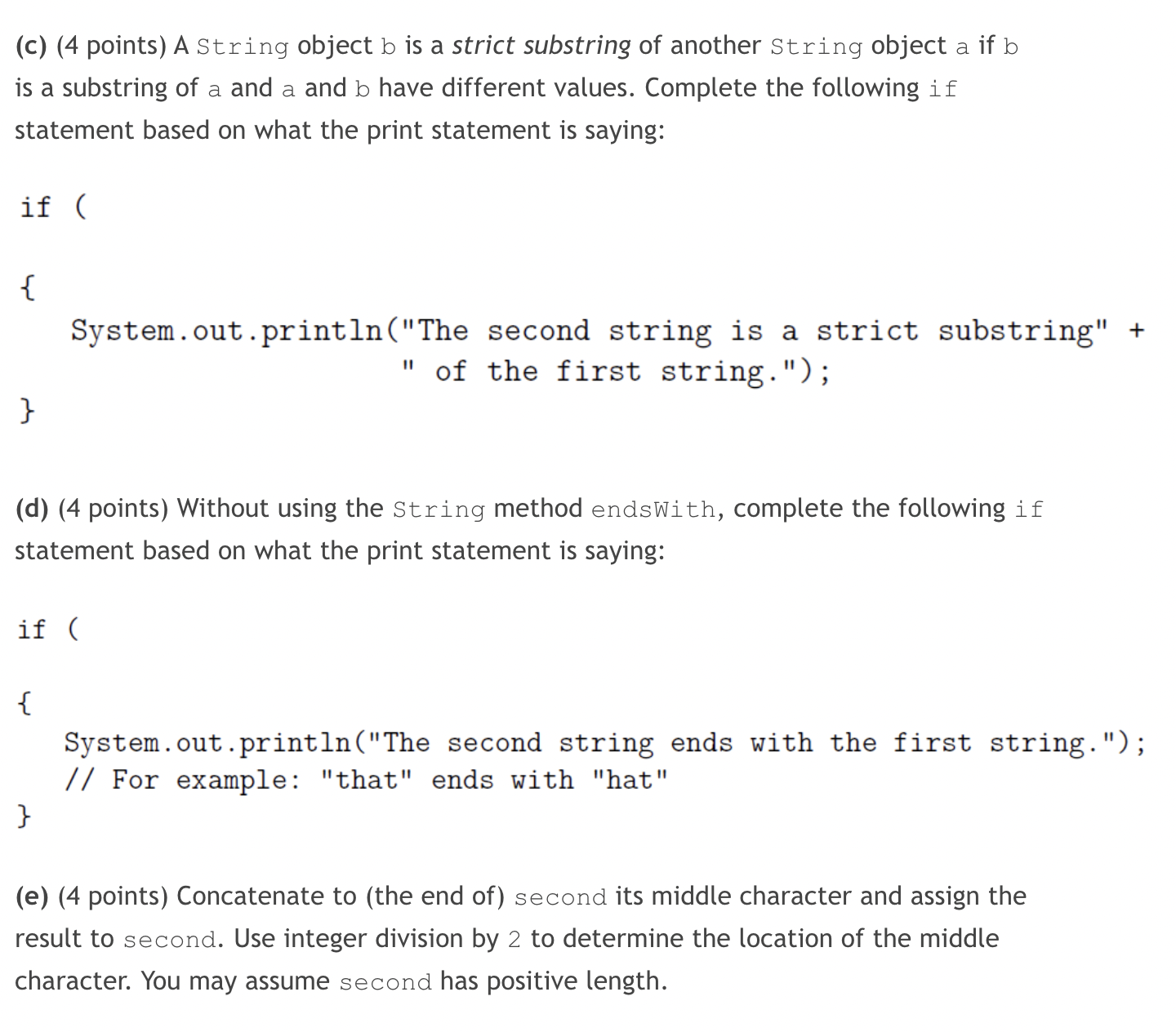 Solved (c) (4 points) A string object b is a strict | Chegg.com