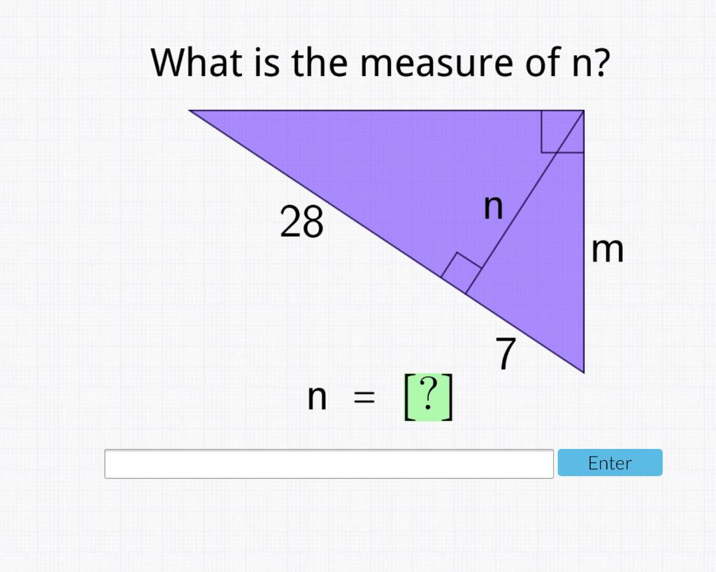 Solved What is the measure of n? n 28 Im 7 n [?] Enter | Chegg.com