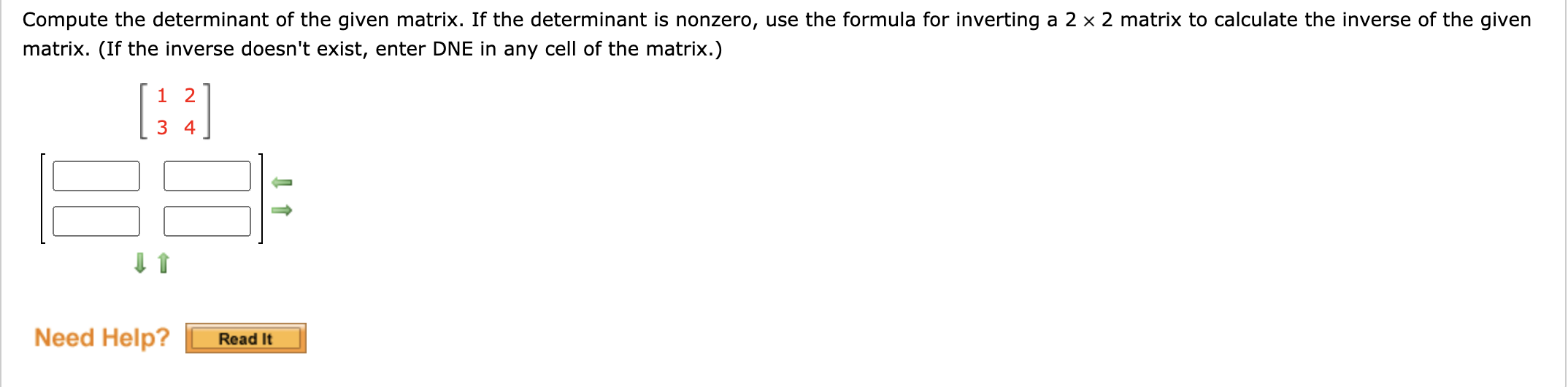 Solved Compute the determinant of the given matrix. If the | Chegg.com