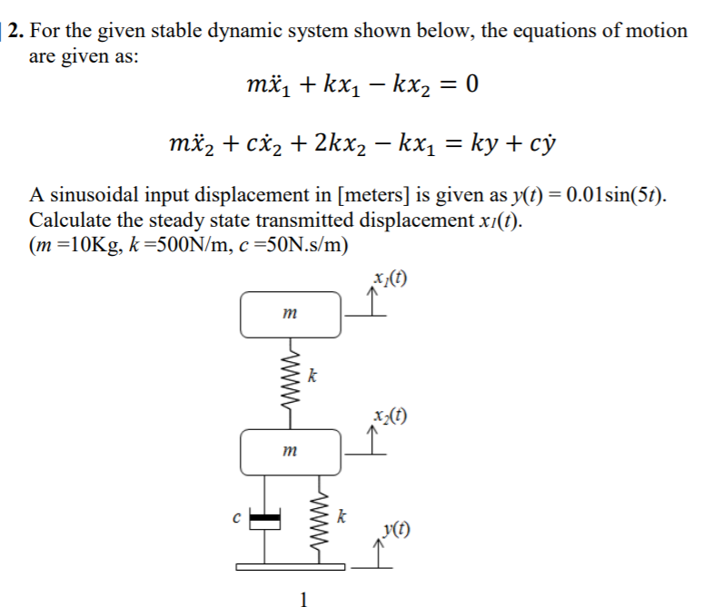Solved | 2. For the given stable dynamic system shown below, | Chegg.com