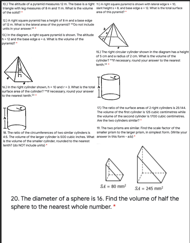 Solved 10.) The altitude of a pyramid measures 12 m. The | Chegg.com