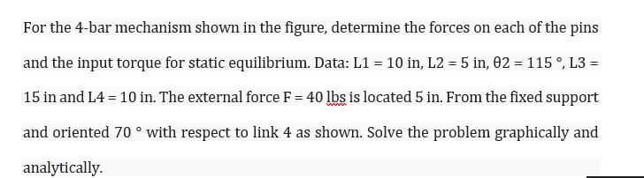 Solved For the 4-bar mechanism shown in the figure, | Chegg.com