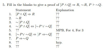 Solved 5. Fill in the blanks to give a proof of P Q R