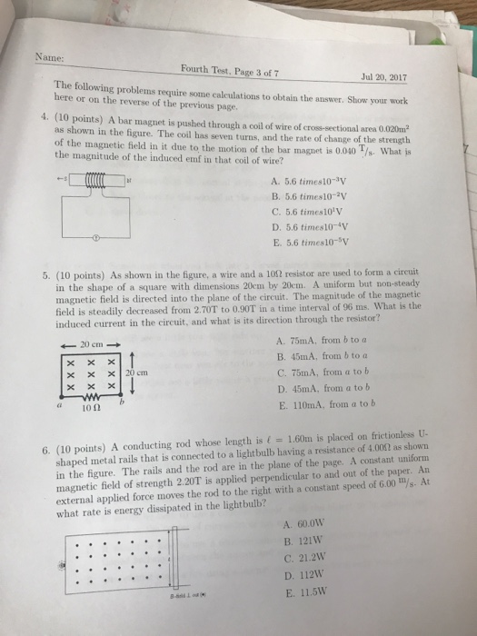 Solved A bar is pushed through a coil of wire of