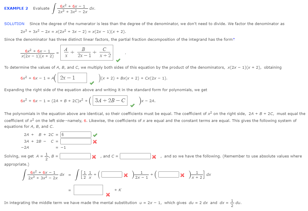 solved-example-2-evaluate-6x2-6x-1-dx-2x3-3x2-2x-chegg