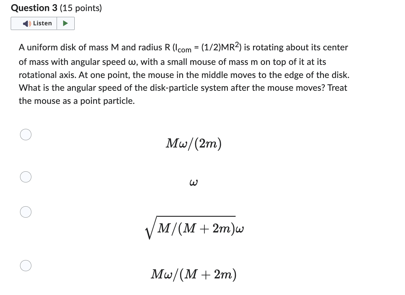 solved-a-uniform-disk-of-mass-m-and-radius-r-icom-1-2-mr2-chegg