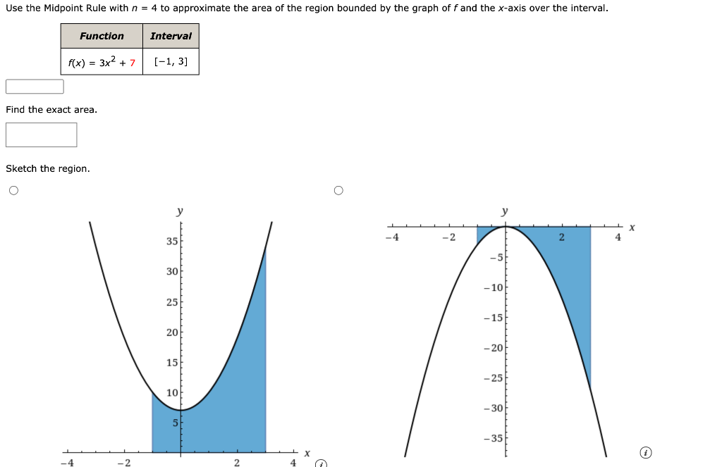 Solved Use the Midpoint Rule with n = 4 to approximate the | Chegg.com
