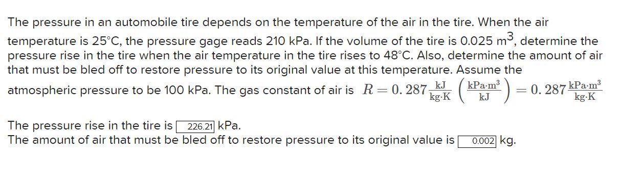 Solved The pressure in an automobile tire depends on the | Chegg.com