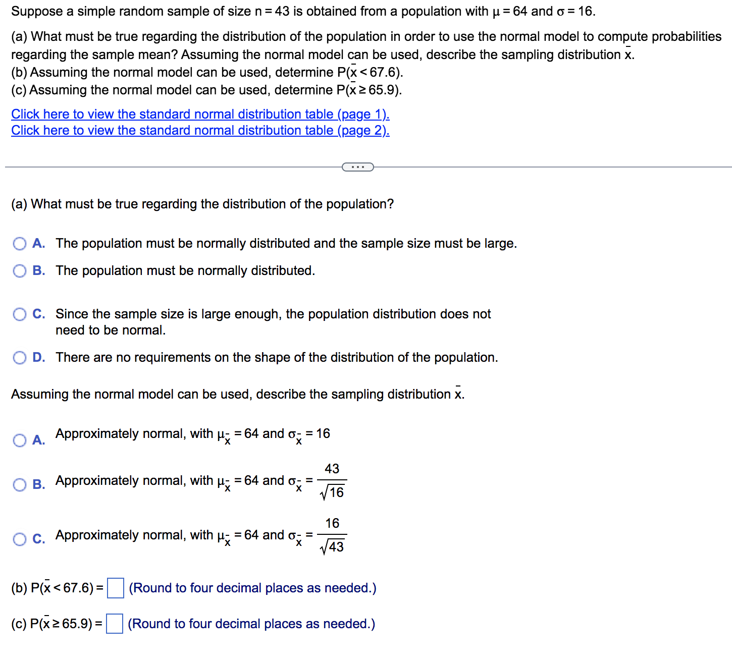 Solved Suppose a simple random sample of size n=43 is | Chegg.com