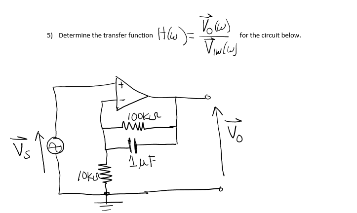 Solved Volw) 5) Determine the transfer function HWF H(W) for | Chegg.com