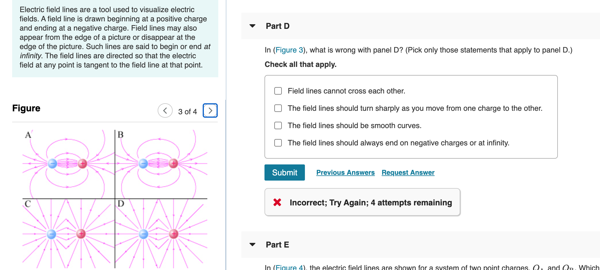 Solved Part D Electric field lines are a tool used to