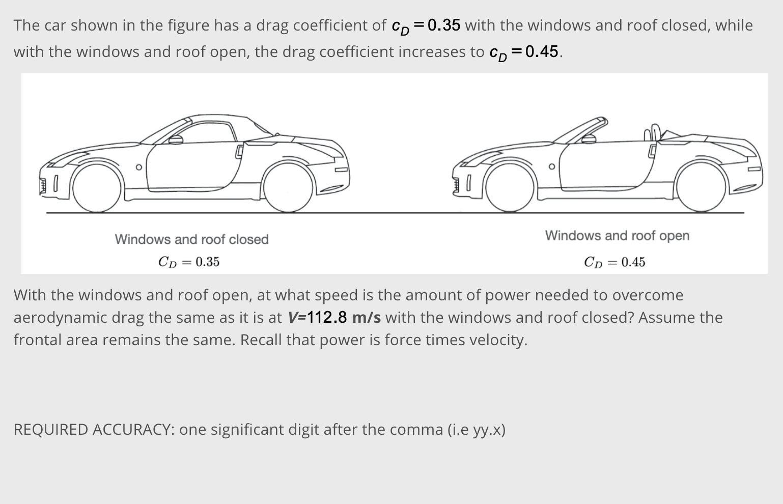 Solved The car shown in the figure has a drag coefficient of | Chegg.com