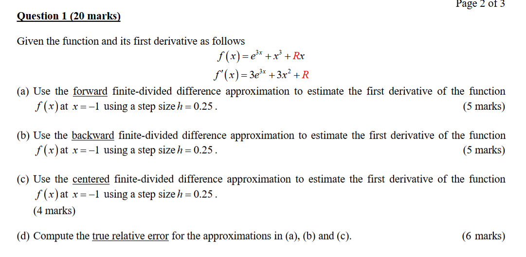 Solved R=4Question 1 (20 ﻿marks)Given the function and its | Chegg.com