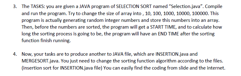 Solved 3. The TASKS: you are given a JAVA program of | Chegg.com
