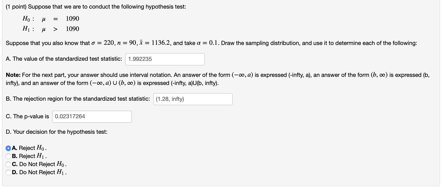 Solved (1 point) Suppose that we are to conduct the | Chegg.com