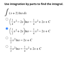 Solved Use integration by parts to find the integral. (x+2) | Chegg.com