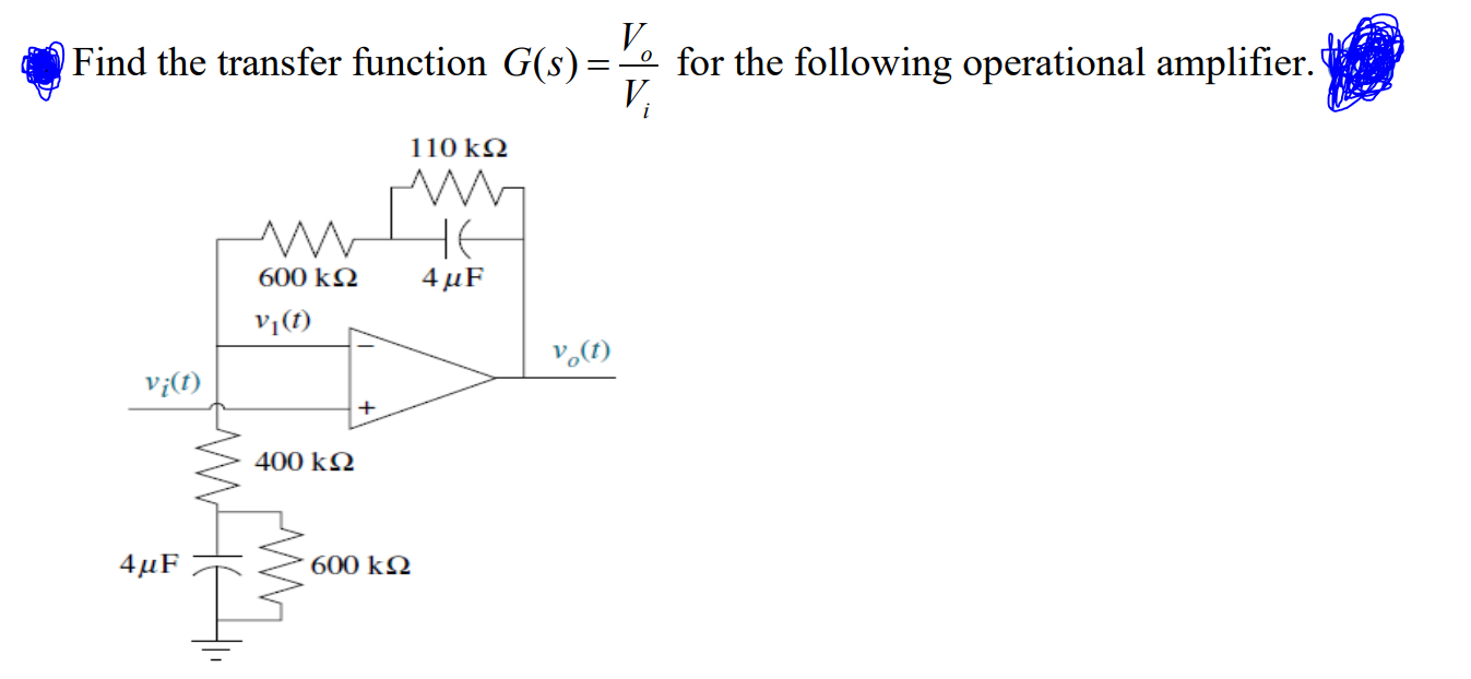 Solved Find the transfer function G(s)=ViVo for the | Chegg.com