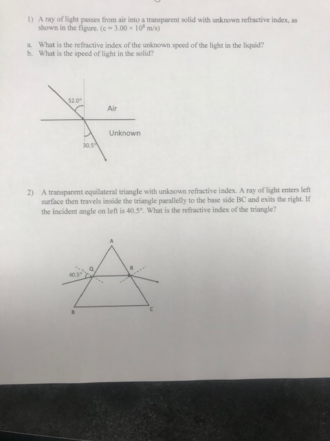 In the figure a ray of light is incident on a transparent liquid