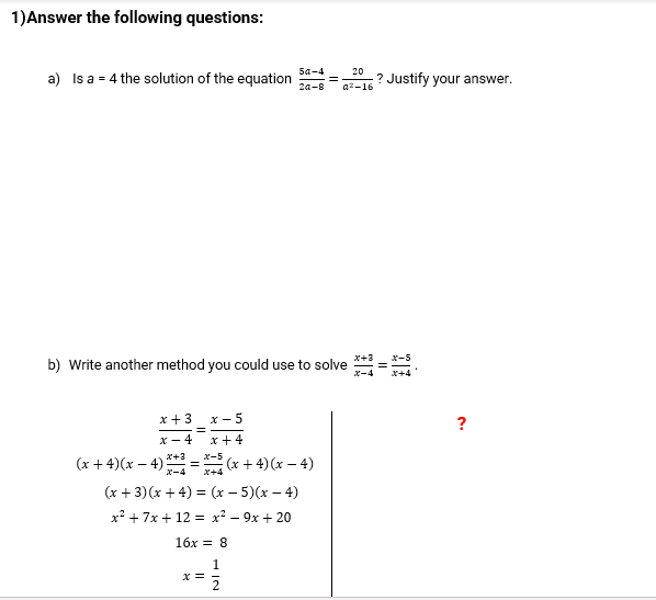 Solved 1 Answer The Following Questions A Is A 4 The Chegg Com