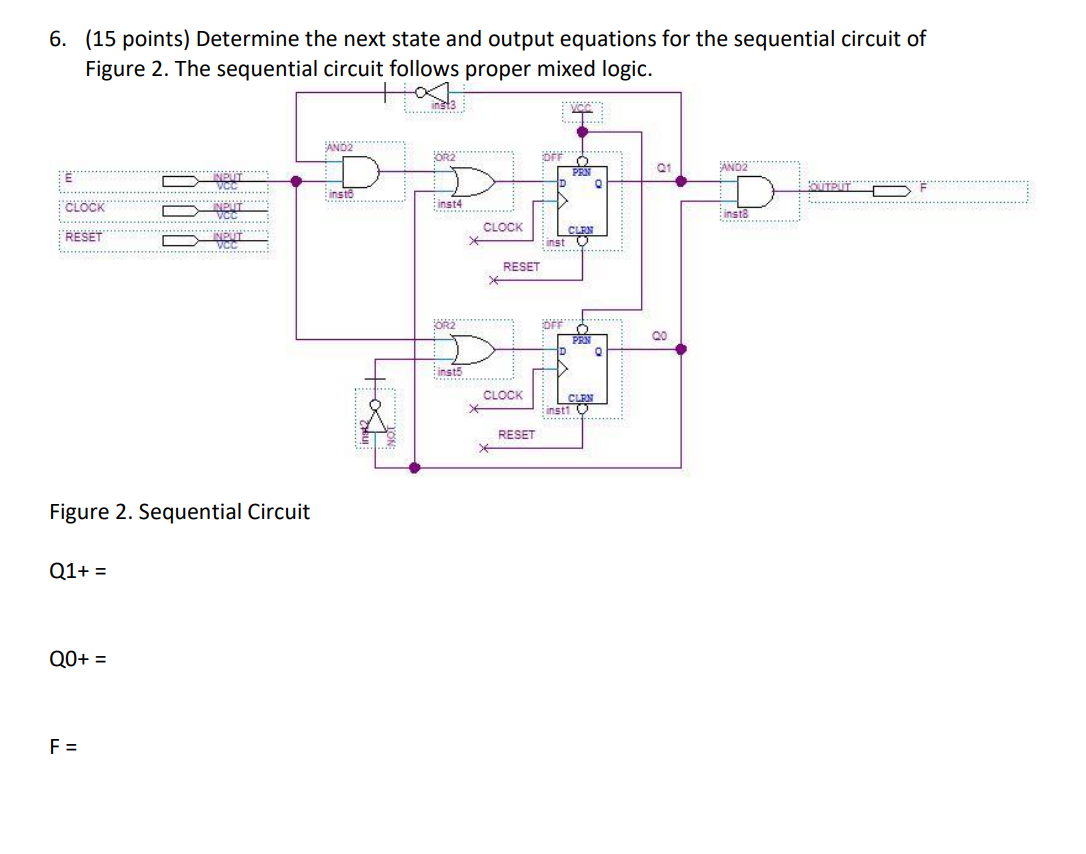 Solved 6. (15 points) Determine the next state and output | Chegg.com