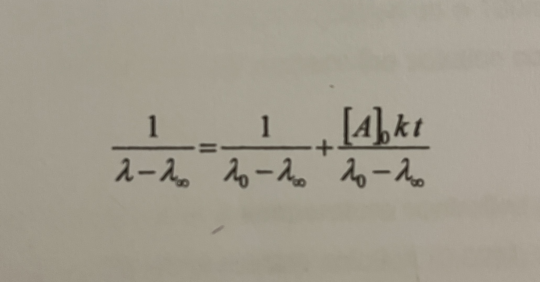 Solved λ−λ∞1=λ0−λ∞1+λ0−λ∞[A]0kt[A]1=[A]01+kt Measurement of | Chegg.com