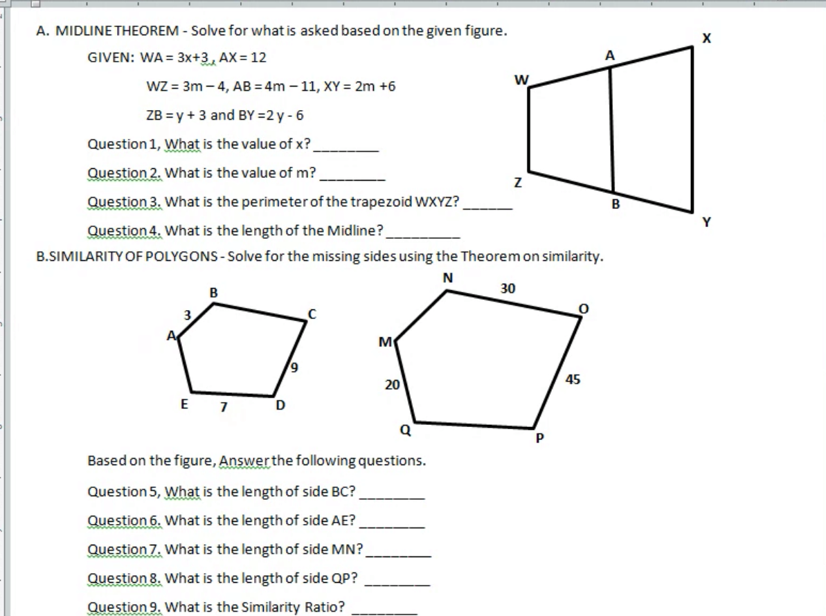 Solved х A. MIDLINE THEOREM - Solve for what is asked based | Chegg.com