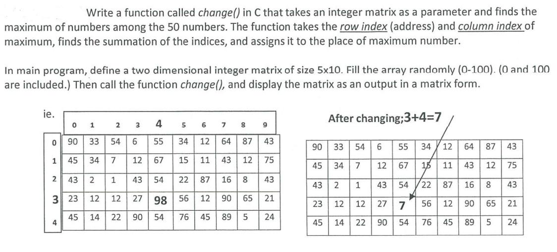 Solved Write a function called change() in C that takes an | Chegg.com