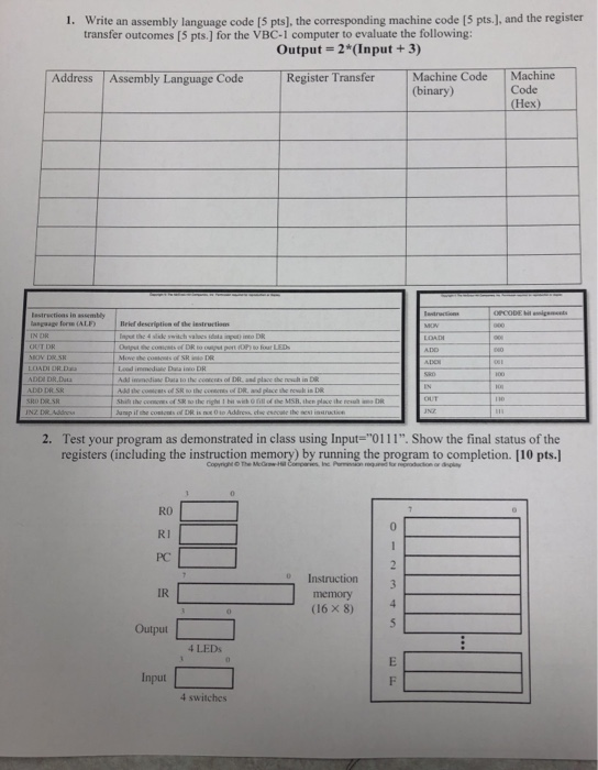 Write an assembly language code [5 pts], the | Chegg.com