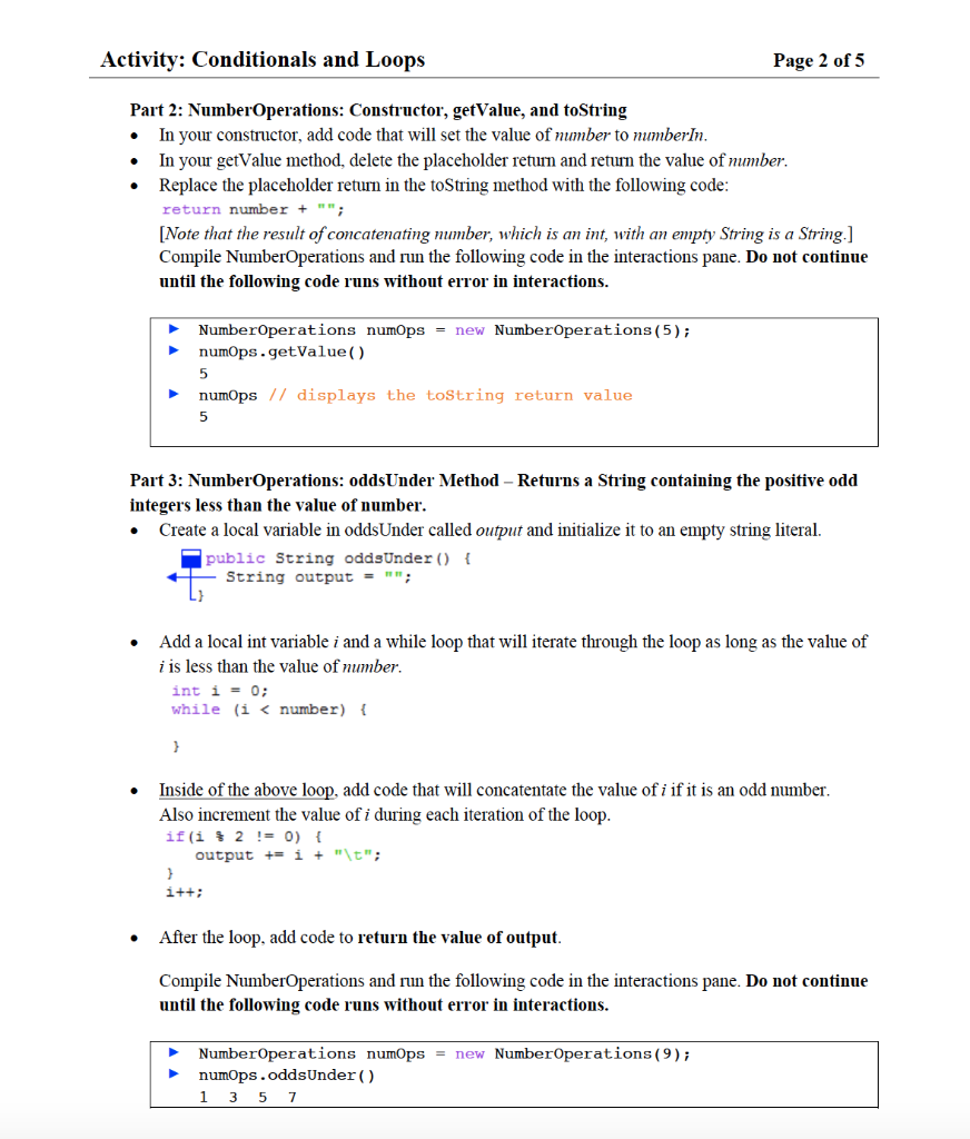Solved Activity: Conditionals and Loops Page 1 of 5 Goals: | Chegg.com