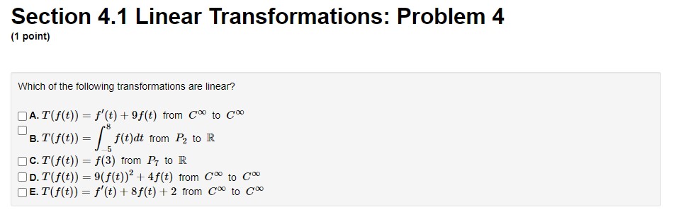 Solved Section 4.1 Linear Transformations: Problem 4 (1 | Chegg.com