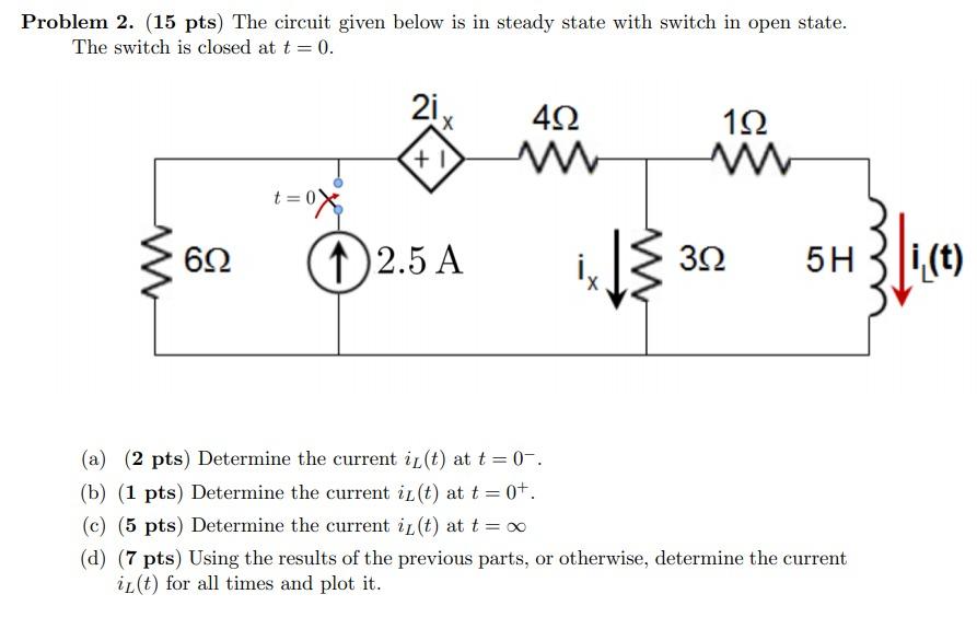Solved Problem 2. (15 pts) The circuit given below is in | Chegg.com