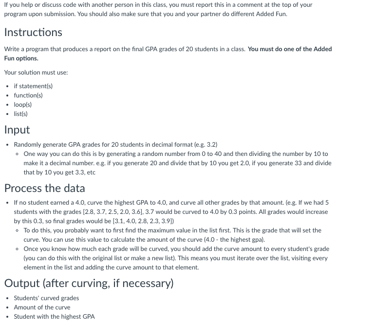 Solved If you help or discuss code with another person in | Chegg.com