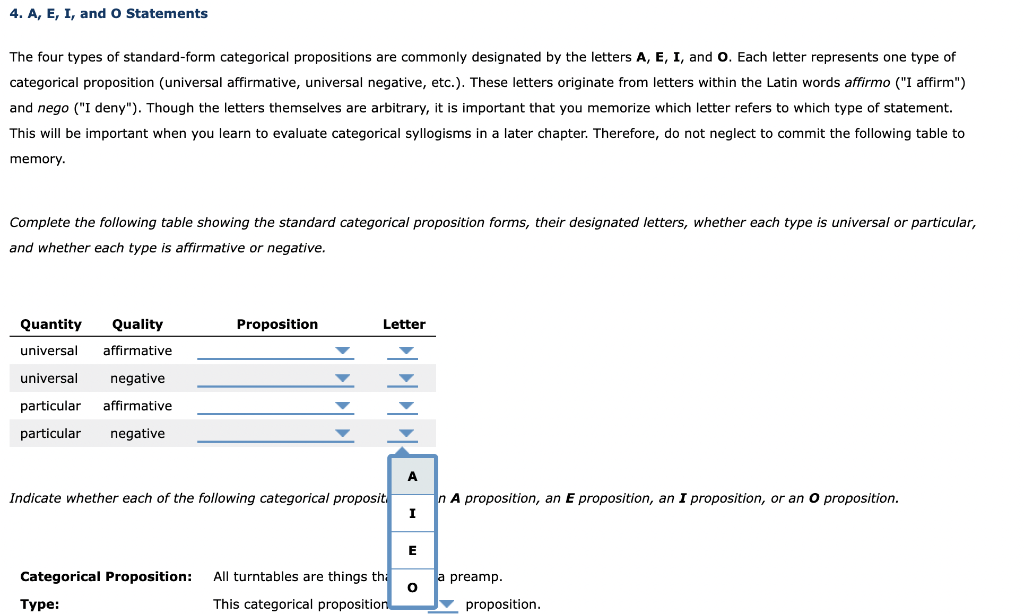 Solved The four types of standardform categorical