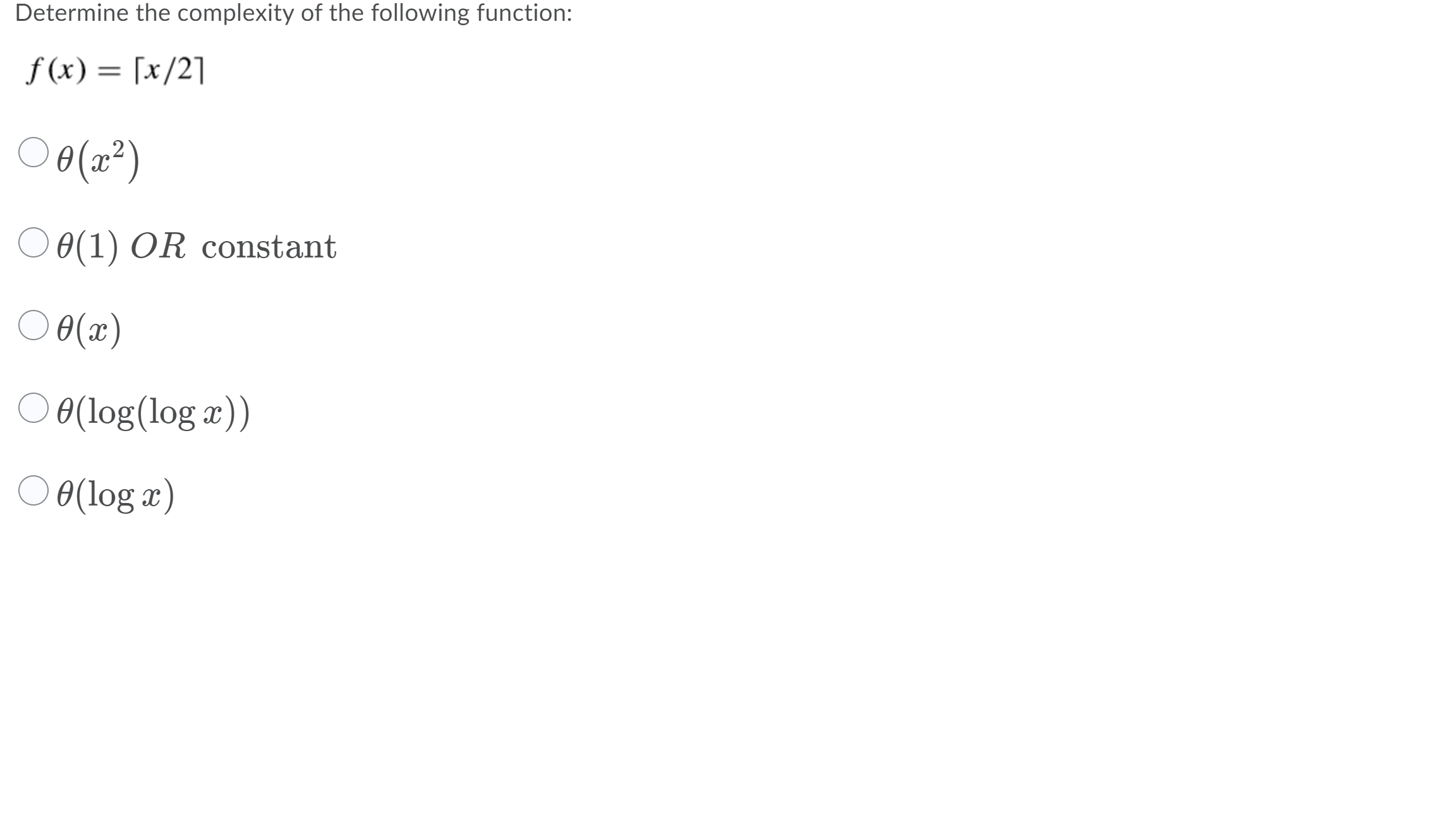 Solved Determine the complexity of the following function: | Chegg.com
