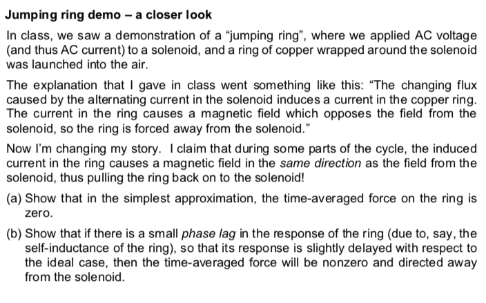 Solved Jumping ring demo - a closer look In class, we saw a | Chegg.com