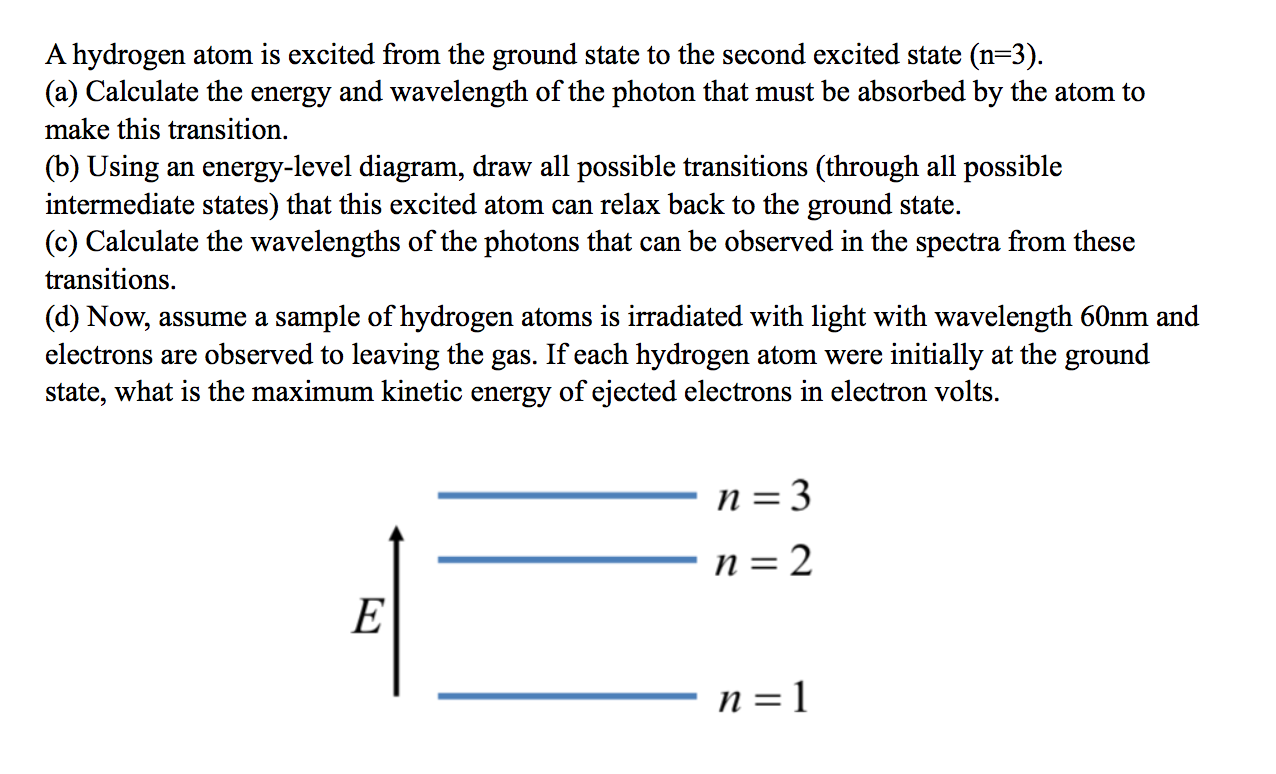 solved-a-hydrogen-atom-is-excited-from-the-ground-state-to-chegg