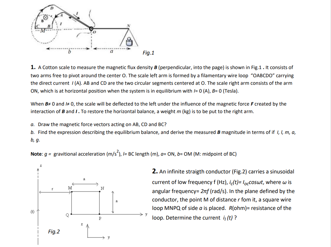 Solved 1. A Cotton Scale To Measure The Magnetic Flux 