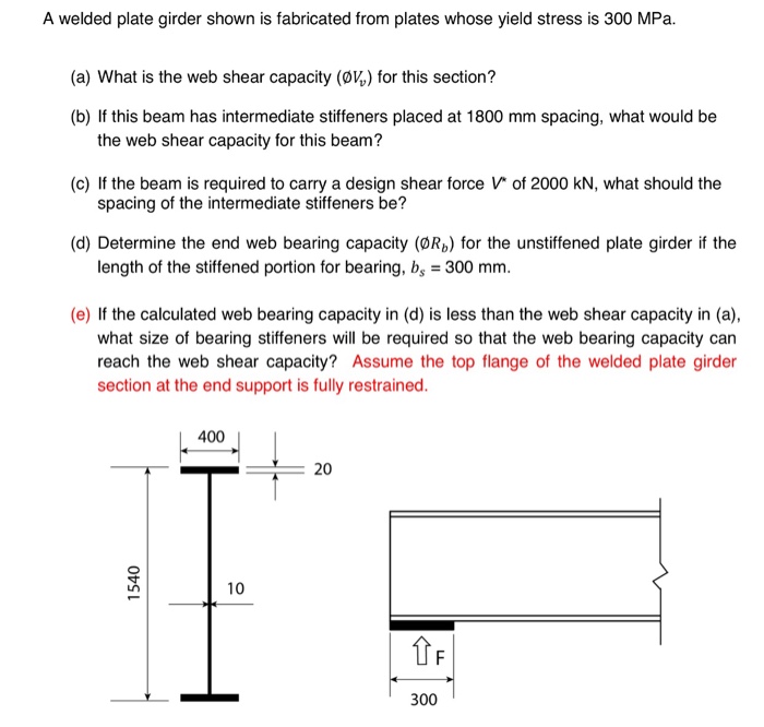 Solved A welded plate girder shown is fabricated from plates