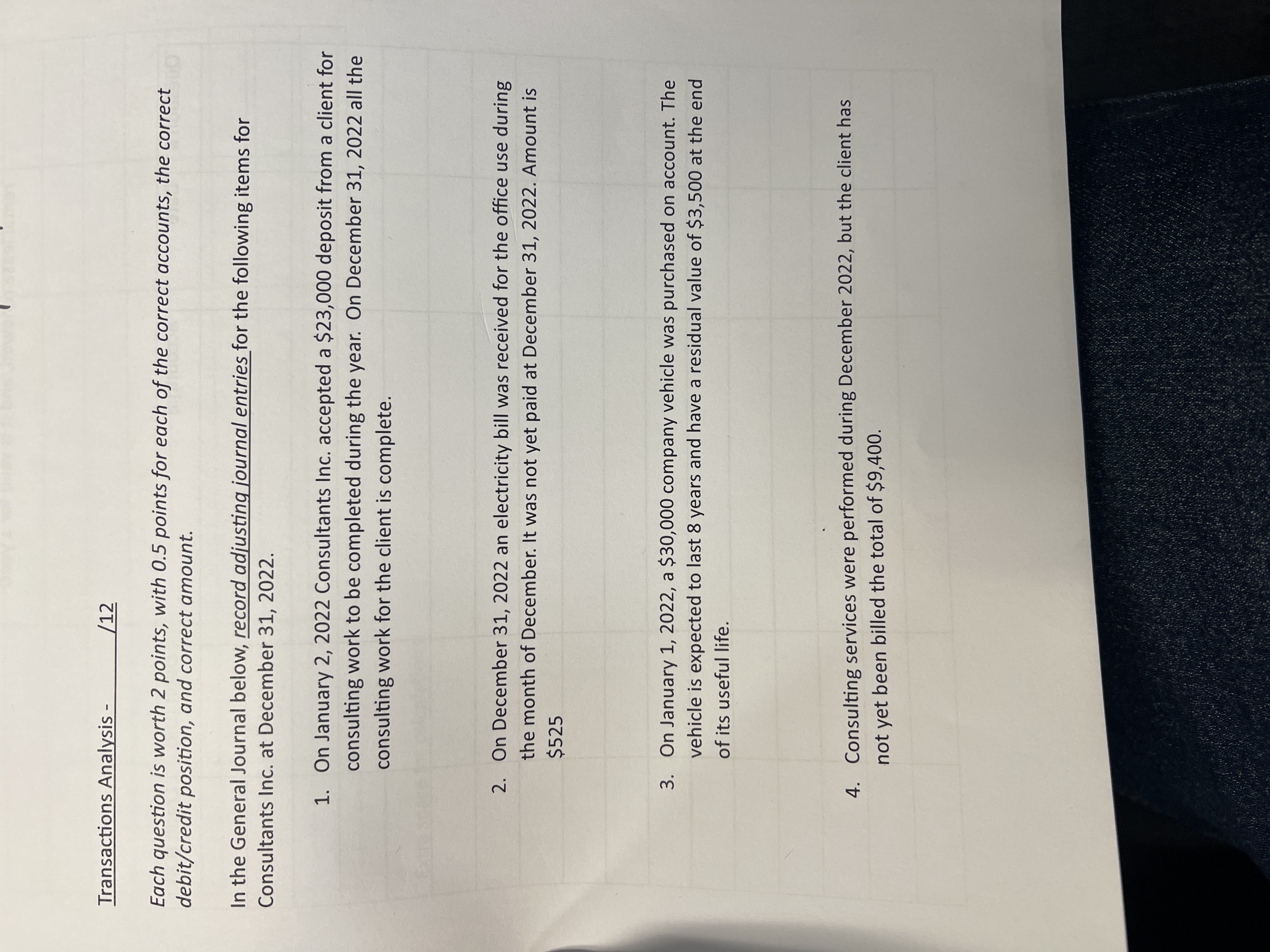 Solved Each question is worth 2 ﻿points, with 0.5 ﻿points | Chegg.com
