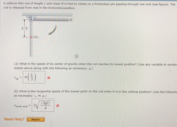 Solved A Uniform Thin Rod Of Length L And Mass M Is Free To | Chegg.com