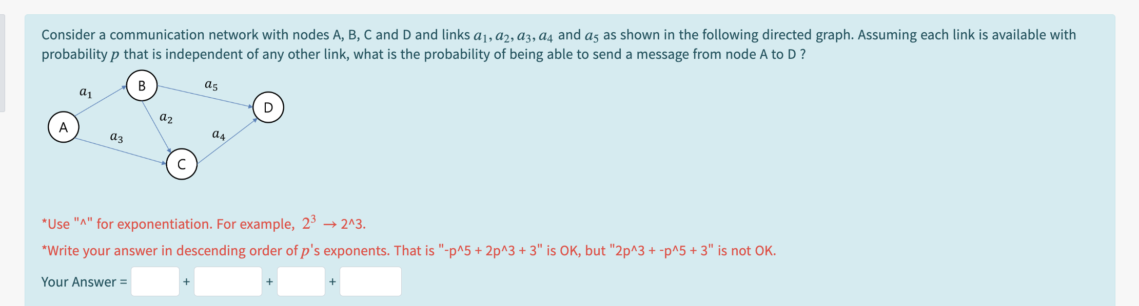 Solved Consider a communication network with nodes A, B, C | Chegg.com