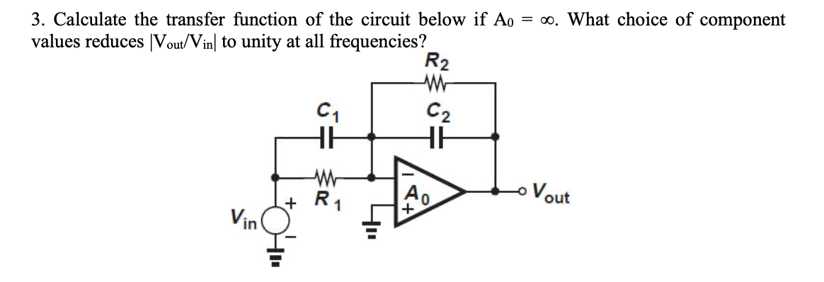 Solved 3. Calculate the transfer function of the circuit | Chegg.com