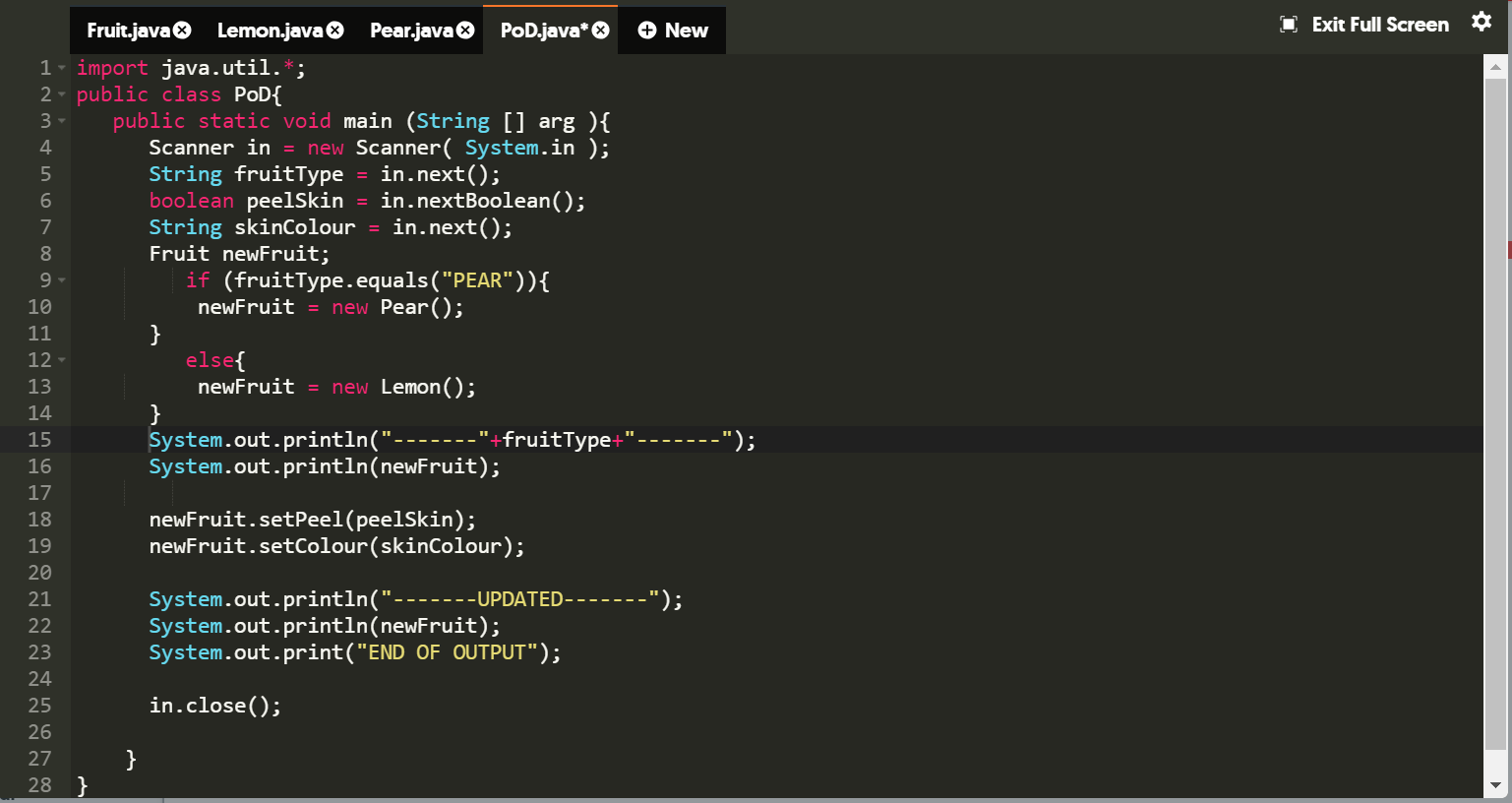 Solved Instructions Today you will be given a Fruit class. | Chegg.com